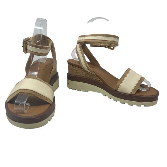 See by Chloe Robin Platform Wedge Sandals Leather Cream Tan Size 37 US 7 - Picture 5 of 15